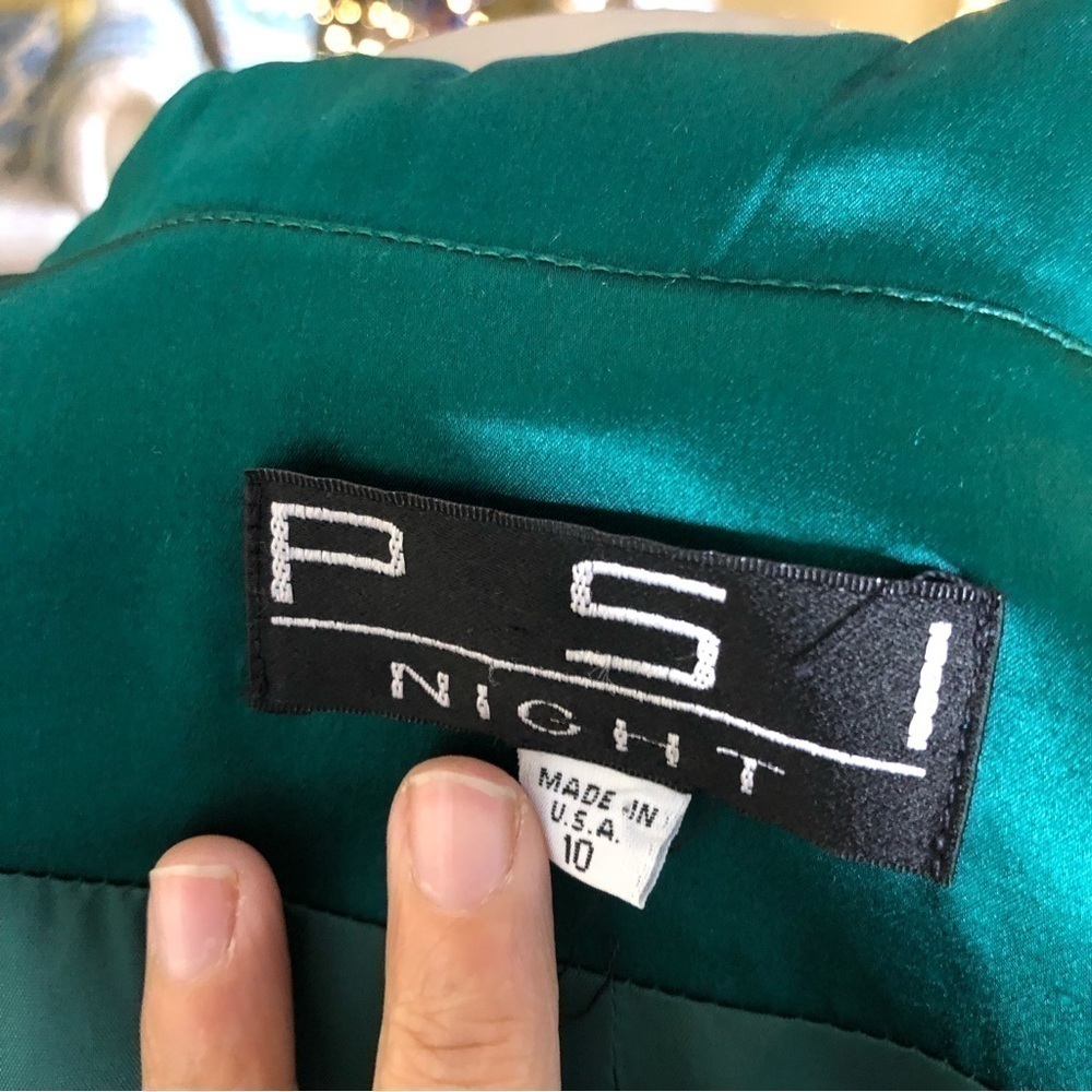 Vintage PSI Night Silk Wrap Power Dress Green 10 - Picture 12 of 15